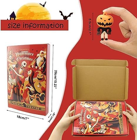 Calendario de Adviento 2023 de muñeca aterradora de Halloween 2023 para niños, calendario de cuenta regresiva de Halloween de 24 días, calendario de