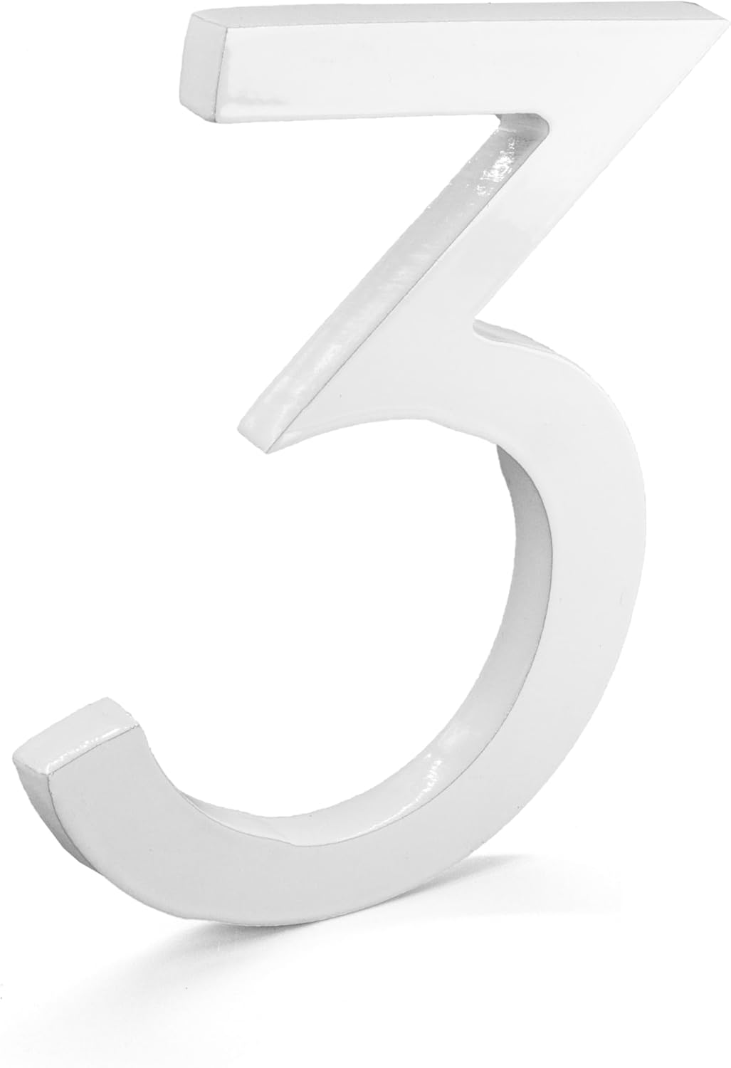 Montague Metal Products MHN-04-F-WE1-3 Números de casa de dirección flotantes modernos de aluminio cepillado sólido, 4 pulgadas, blanco con