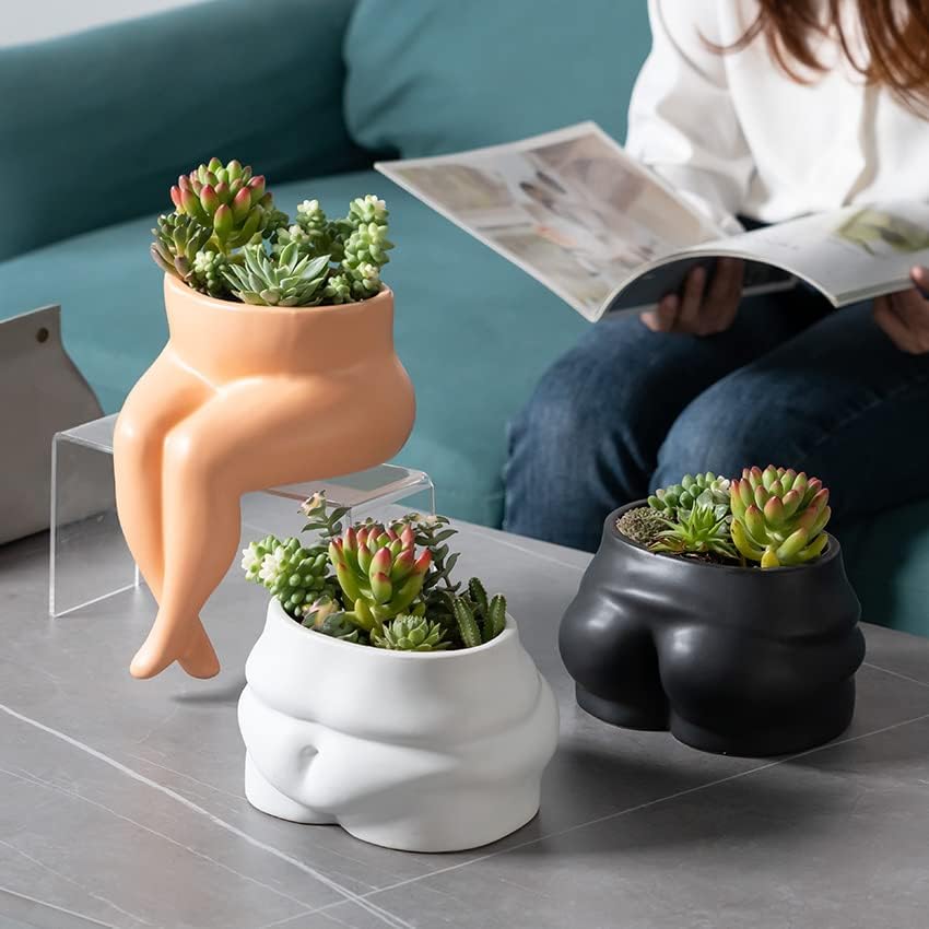 Maceta de cerámica para el vientre, maceta con agujero de draniage y tapones de goma para plantas de interiorexterior, maceta decorativa bohemia