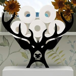 Antler – Soporte para rollo de papel higiénico de animales, soporte de metal negro para 8 rollos, estante de almacenamiento de rollos de papel, Antler – Soporte para rollo de papel higiénico de animales, soporte de metal negro para 8 rollos, estante de almacenamiento de rollos de papel,