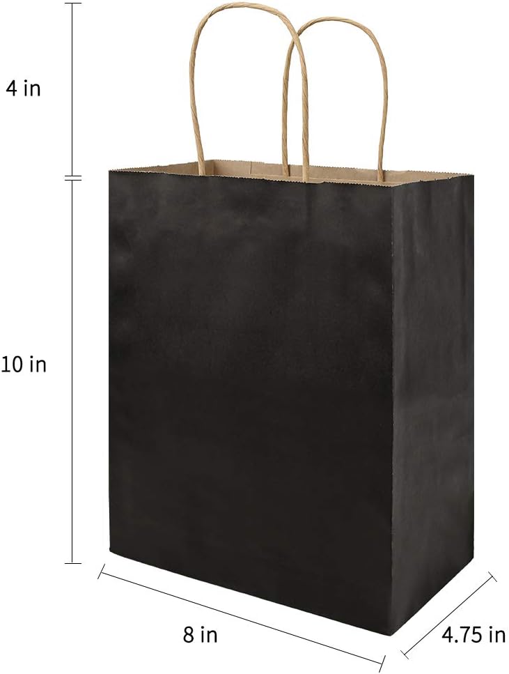Bolsas de papel kraft de tamaño mediano de 7.9 x 4.3 x 10pulgadas con asas, a granel, bolsas de regalo Bagmad, para decorar a tu gusto, compras,