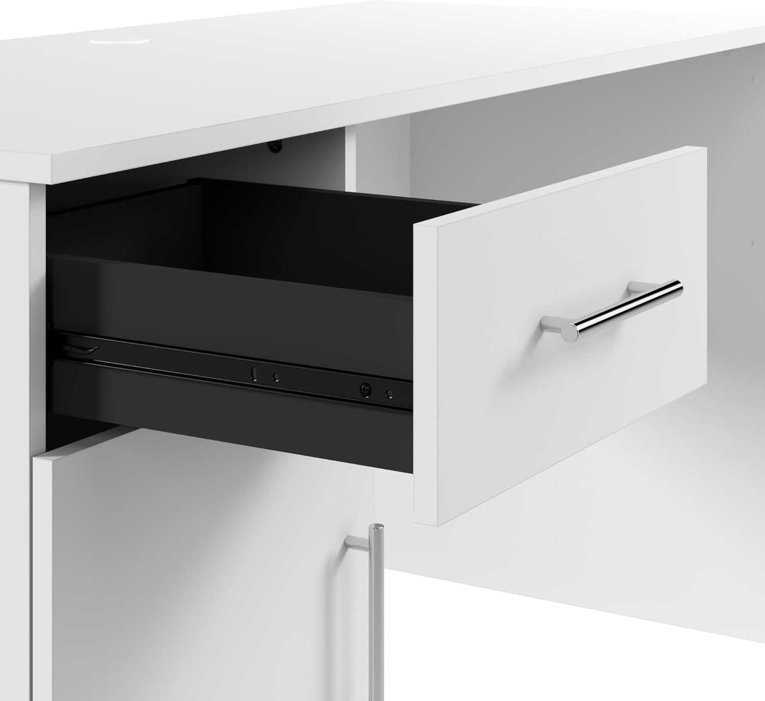 Bush Furniture Somerset – Escritorio de oficina de 54 W con cajón y armario de almacenamiento en color blanco  Mesa de computadora para estación de