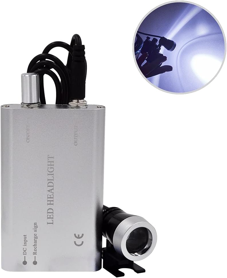 Linterna LED portátil recargable para cirugía lupas medical binocular lupas (plateado)