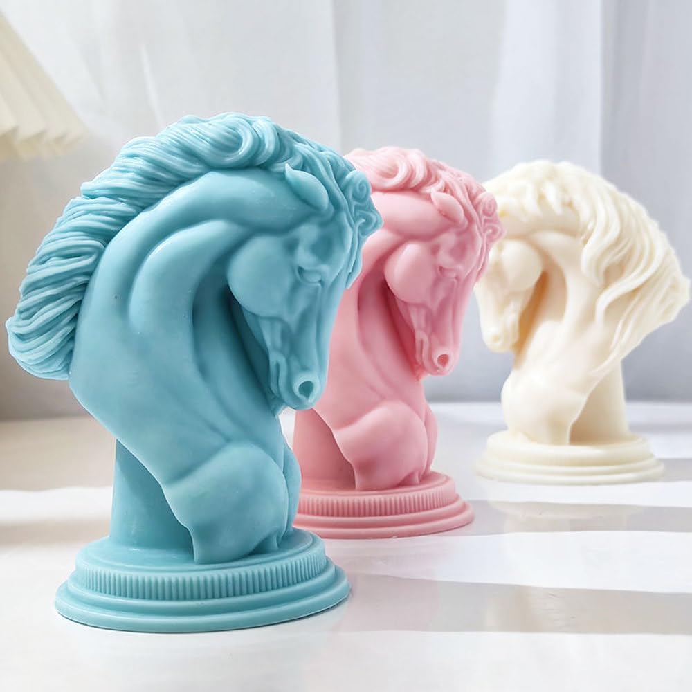 Molde de silicona para velas de ajedrez y caballero de cabeza de caballo para cera de jabón, resina epoxi, manualidades, manualidades, semental,