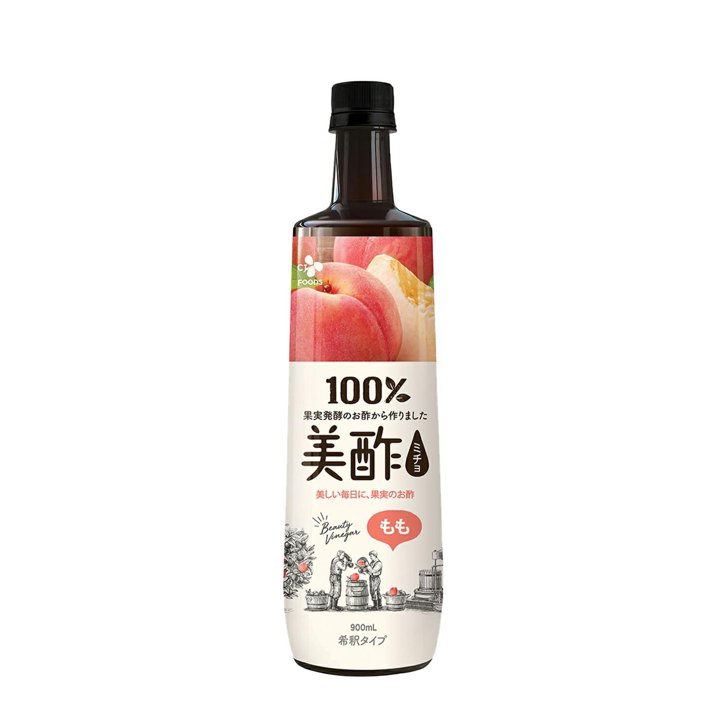 Coreano CJ Petitzel Frutas Vinagre Bebida Botella Concentrada 30.4fl oz (Melocotón, 30.4fl oz x 1)