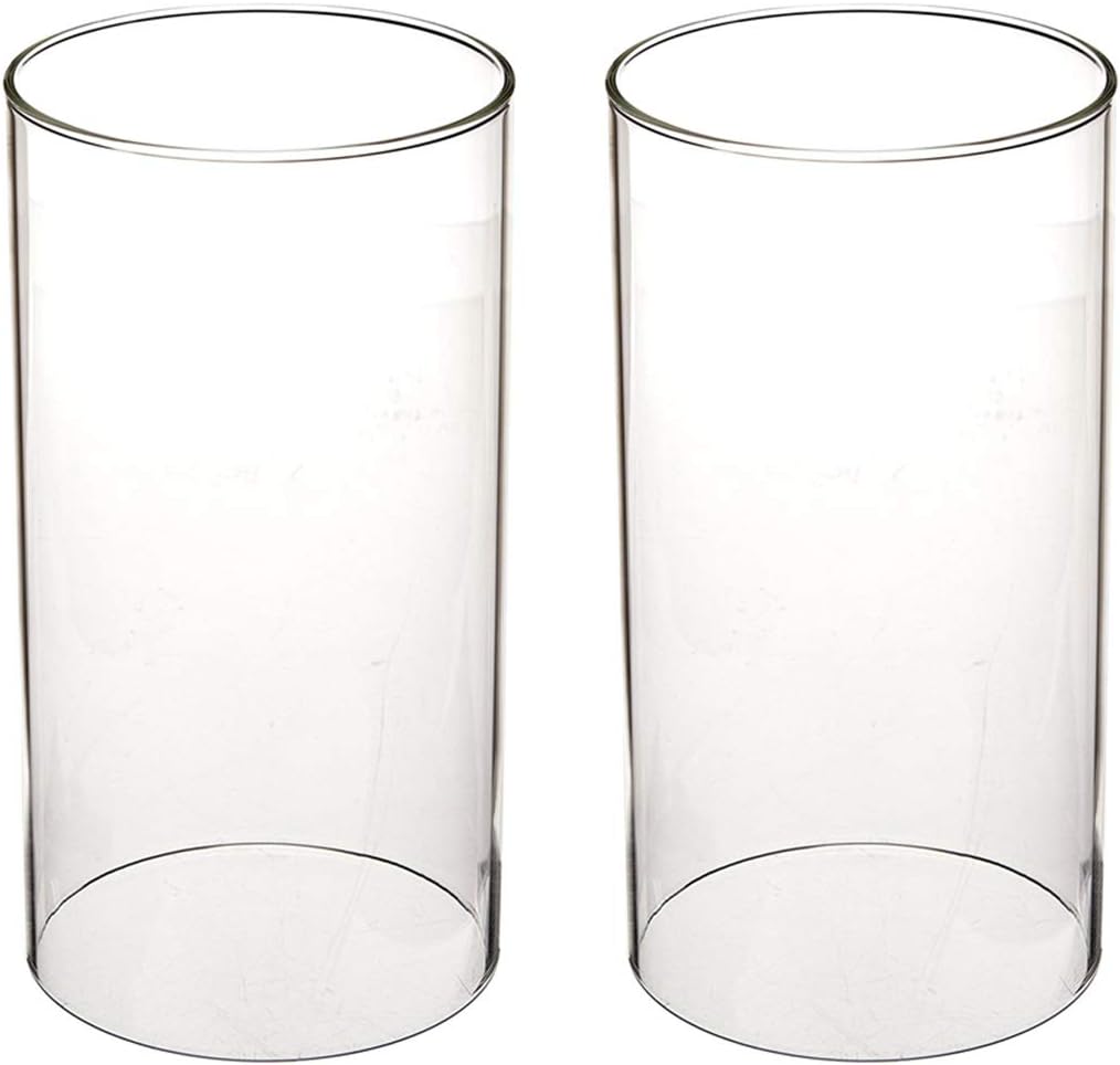 Portavelas transparente, chimenea de vidrio para velas de extremo abierto, diámetro interno de 3.55 pulgadas, diámetro externo de 3.75 pulgadas,