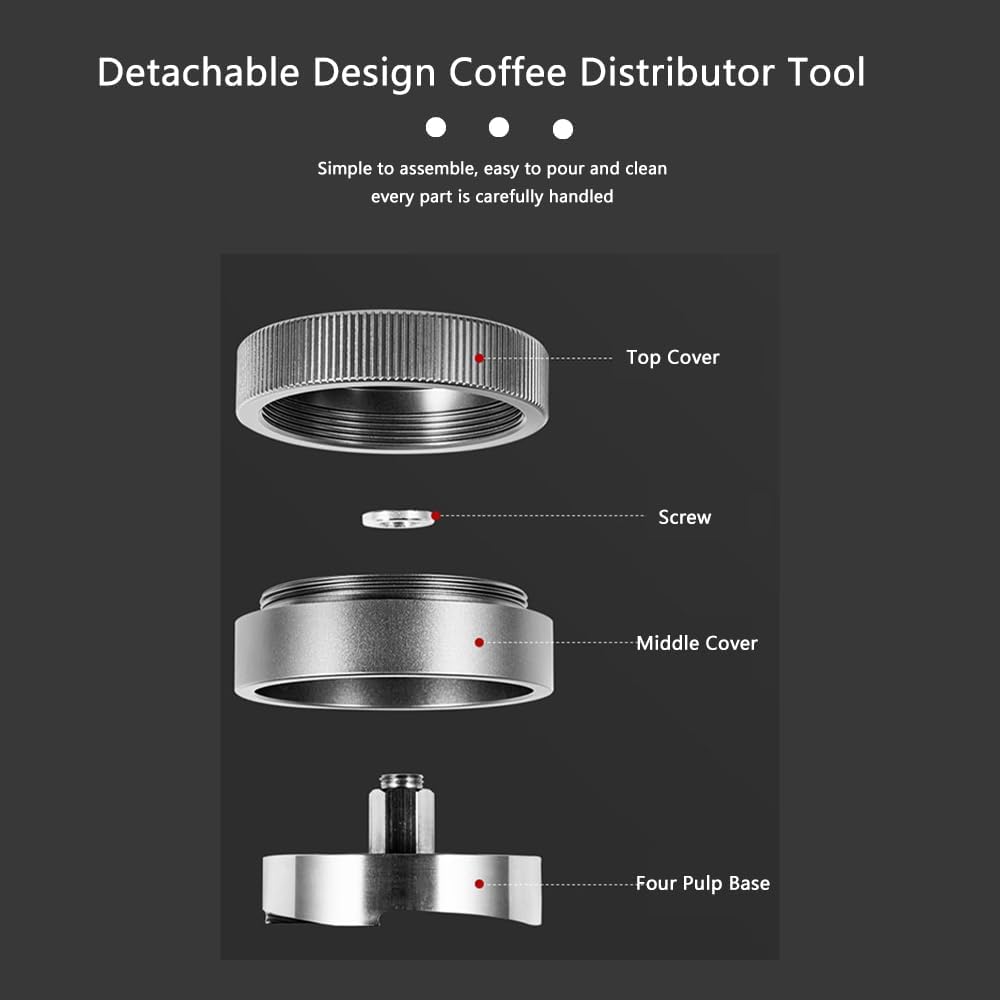 Herramienta distribuidora de café adaptable a la gravedad, nivelador distribuidor de café expreso autonivelante para portafiltro espresso (2.008 in,