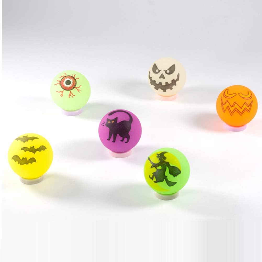 72 bolas rebotadoras de Halloween, 6 diseños temáticos de Halloween que brillan en la oscuridad, suministros de recuerdo de fiesta de Halloween,