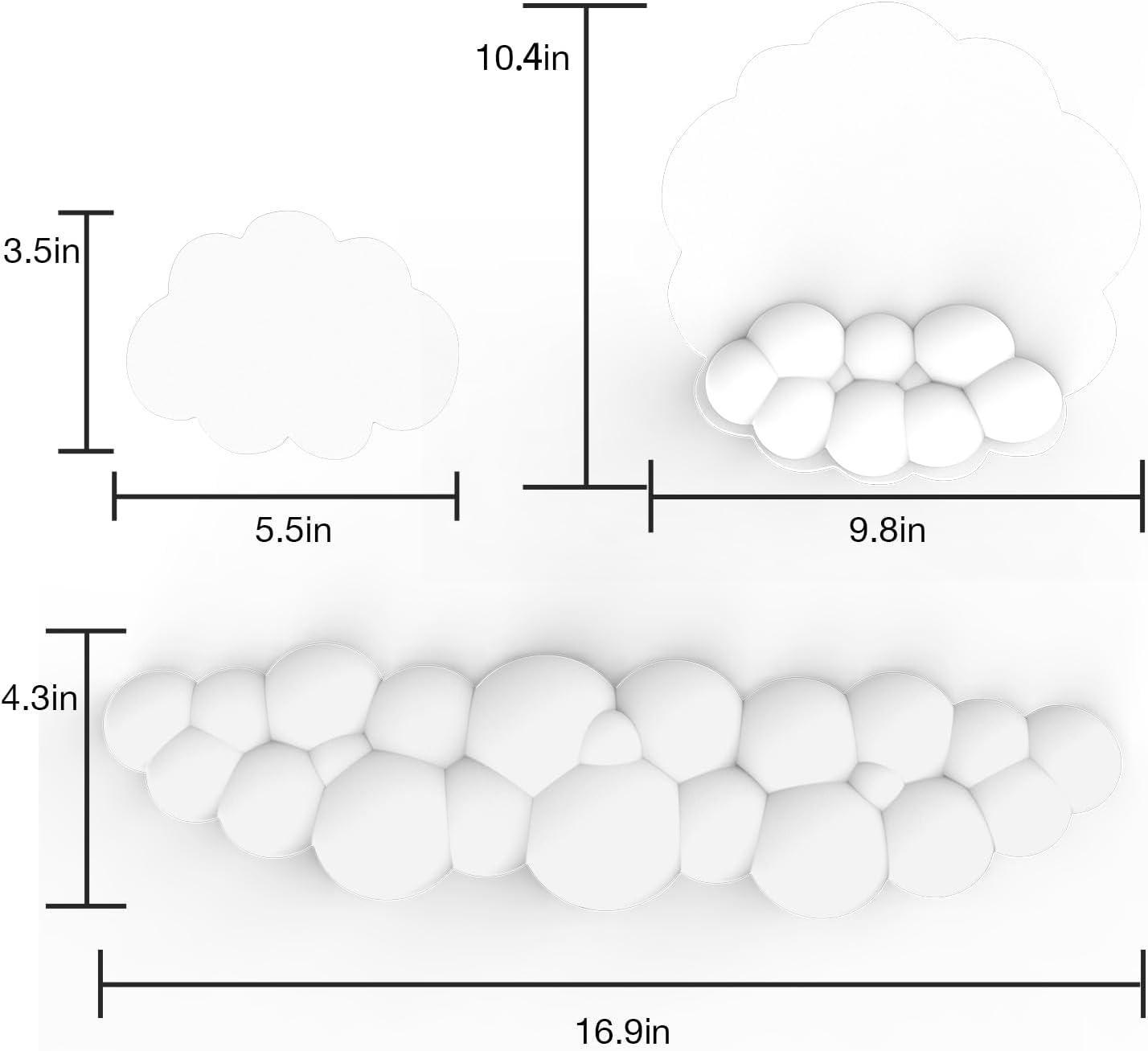 Reposamuñecas para teclado Cloud 3 en 1, teclado de piel suave, reposamuñecas para aliviar el dolor de muñeca para el hogar, oficina, laptop,