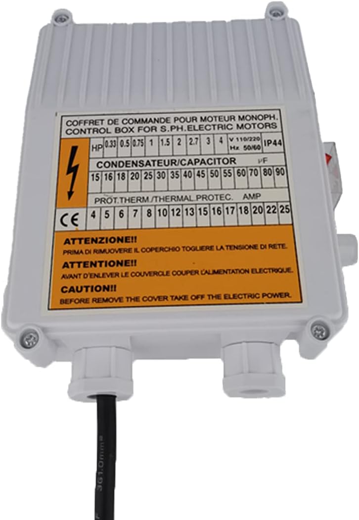Accesorios de bomba de pozo profundo de 110 V Caja de controlador de bomba de pozo Caja de control externo 1.1KW 1.5HP Caja de control de