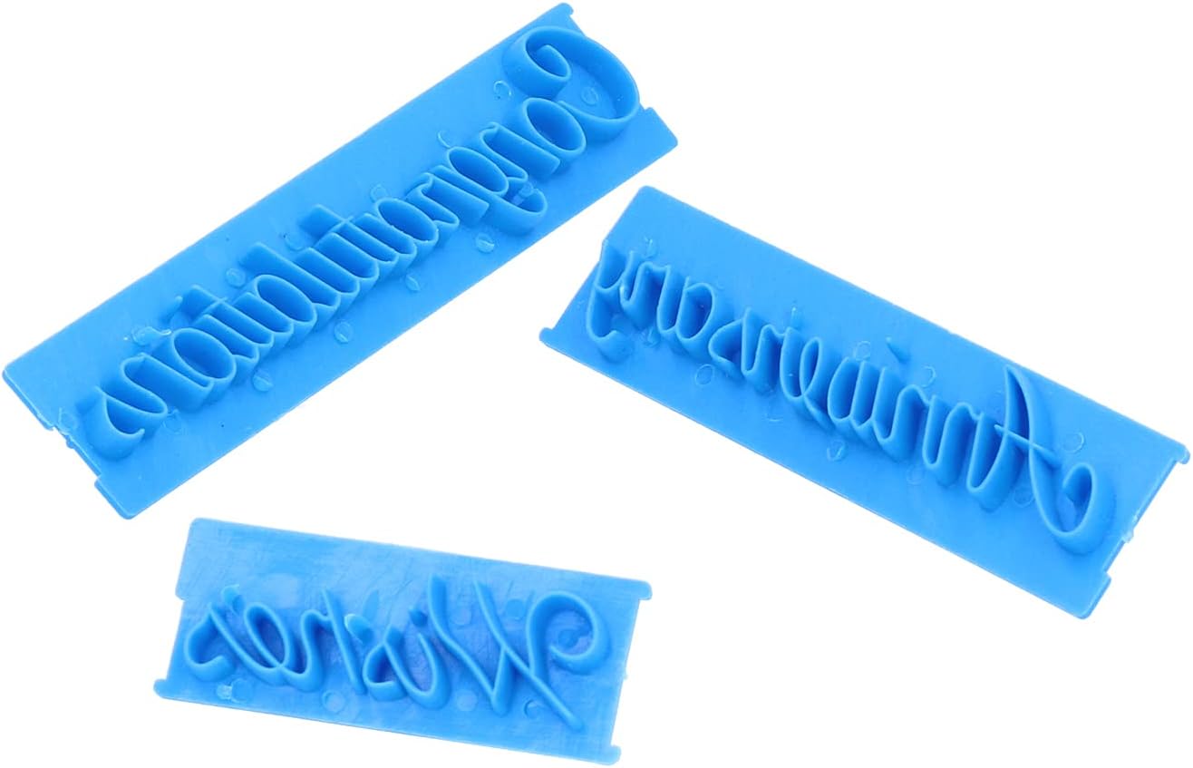 6 moldes para moldes de galletas para fondant, moldes de letras escritas a mano para tartas, moldes de palabras para sellos, feliz cumpleaños,