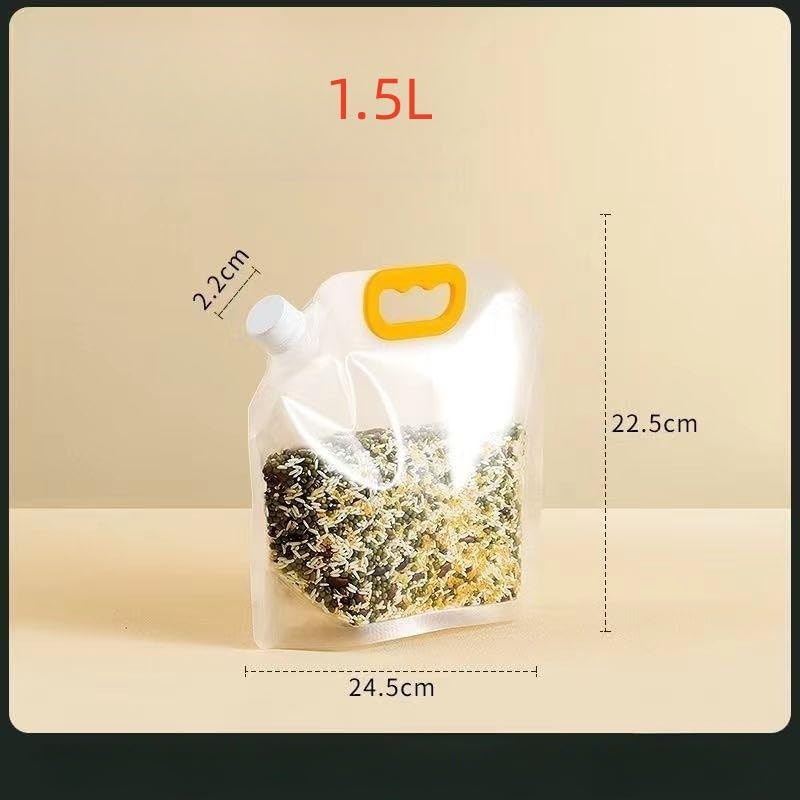 6 bolsas de almacenamiento de alimentos, bolsa sellada a prueba de humedad de granos, bolsas de alimentos grandes reutilizables con asa y tapa, sin