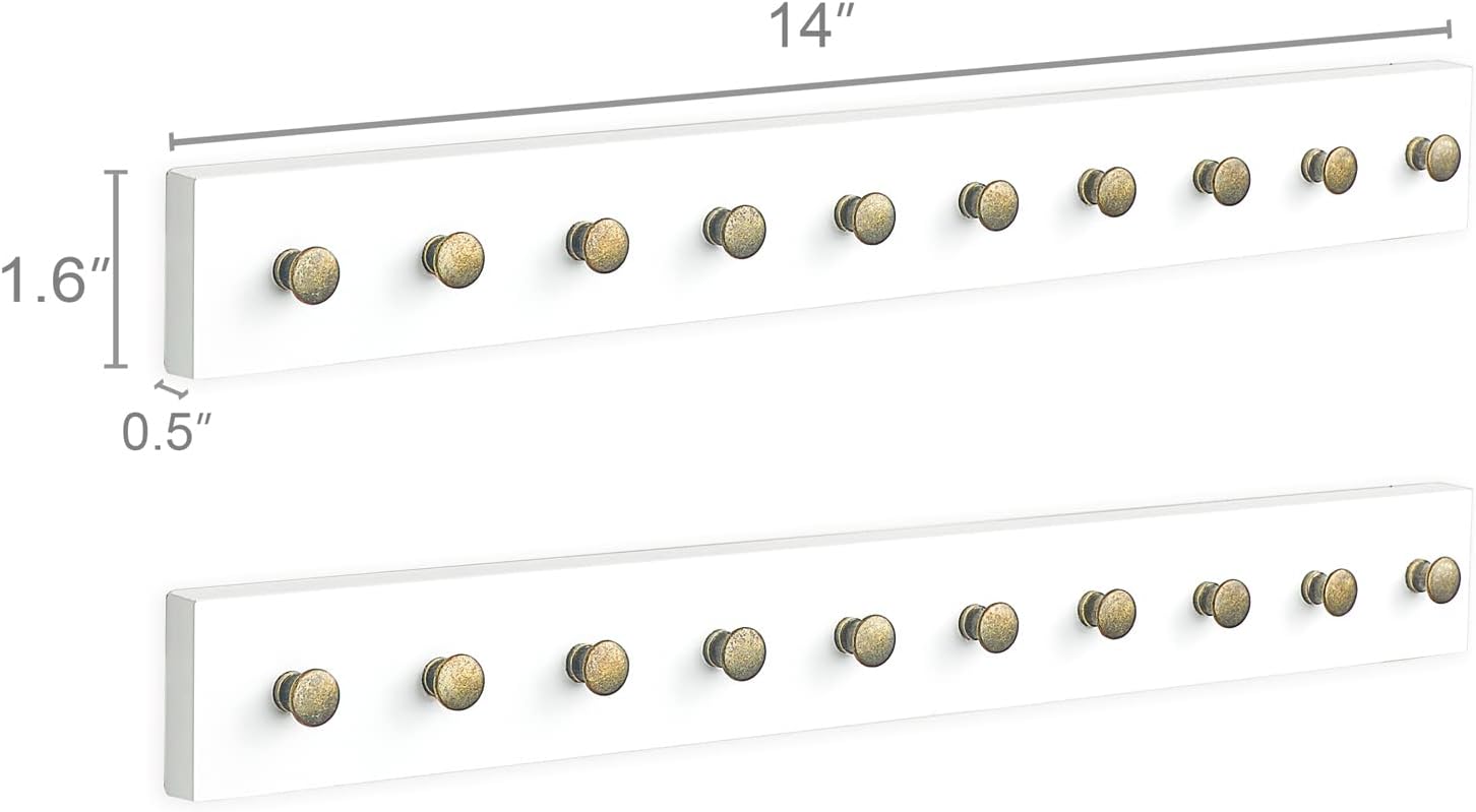 Mkono Juego de 2 soportes para collares de pared de madera rústica, organizador de joyas con 20 ganchos redondos de metal, ganchos de joyería para