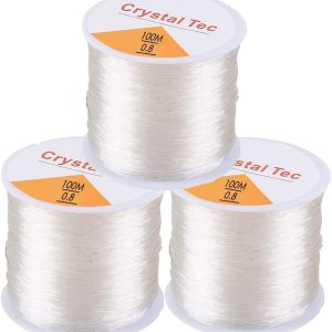 Hilo elástico de 0.031 pulgadas para pulseras, 3 rollos de cordón elástico, cuerda elástica de cuentas de cristal para pulseras, cuentas y Hilo elástico de 0.031 pulgadas para pulseras, 3 rollos de cordón elástico, cuerda elástica de cuentas de cristal para pulseras, cuentas y