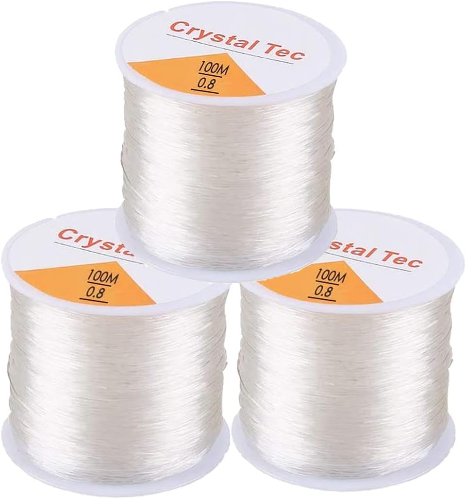 Hilo elástico de 0.031 pulgadas para pulseras, 3 rollos de cordón elástico, cuerda elástica de cuentas de cristal para pulseras, cuentas y