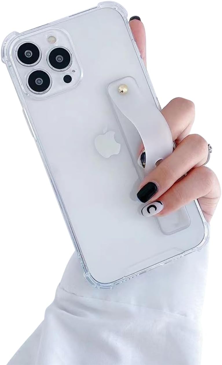 siduater Funda con correa para iPhone 15 Pro de 6.1 pulgadas con soporte, funda protectora de TPU suave y transparente a prueba de golpes,