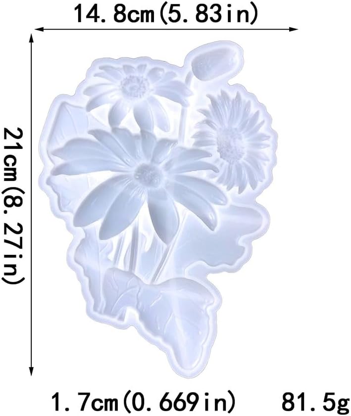 Molde de resina epoxi de flores 3D Rose Daisy Moldes de silicona con resina de amor, moldes para manualidades, adornos de bricolaje, estatua de