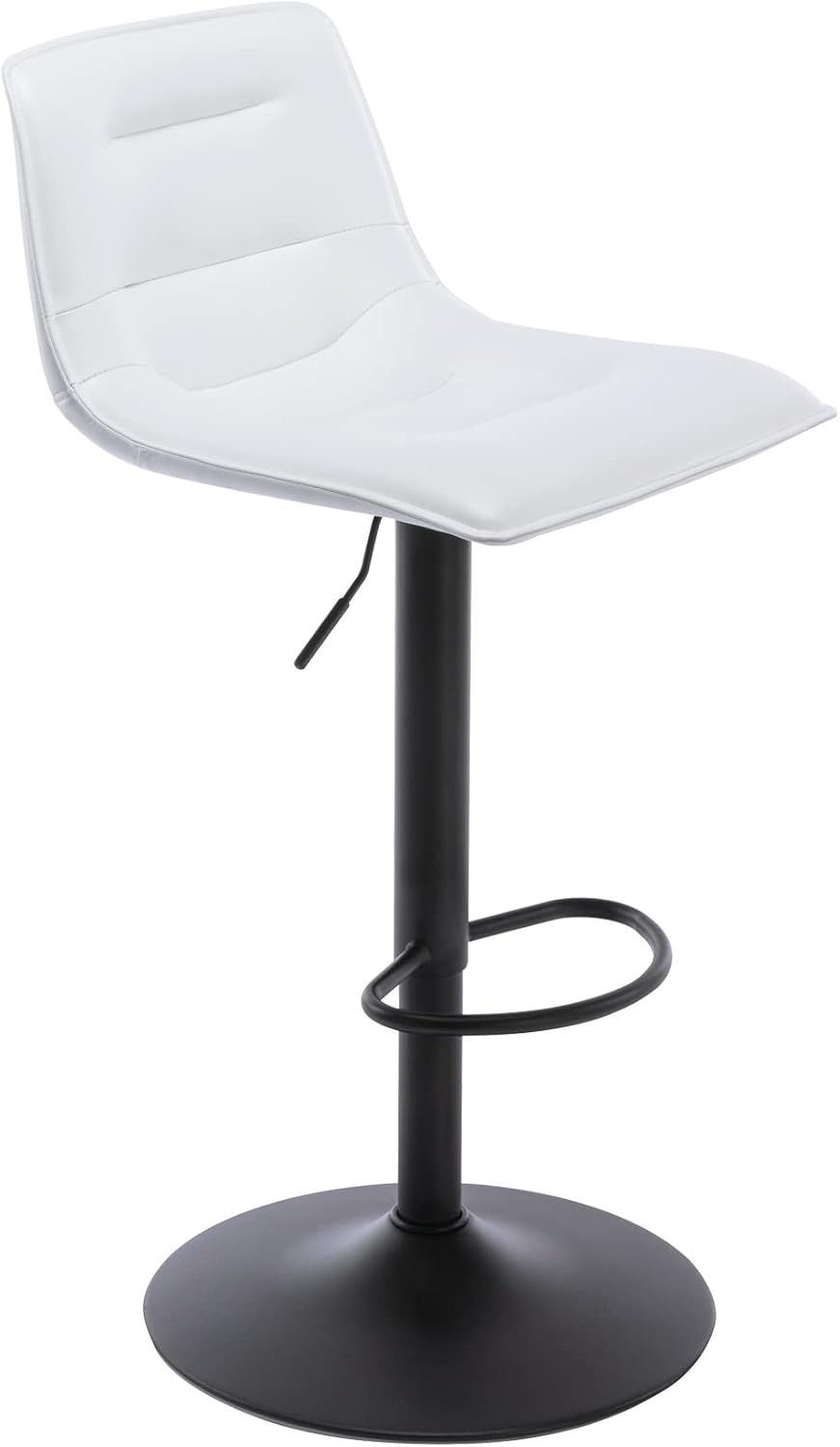 Brage Living Taburete de bar ajustable, moderno taburete giratorio de piel sintética con respaldo, silla de bar curva sin brazos para cocina,