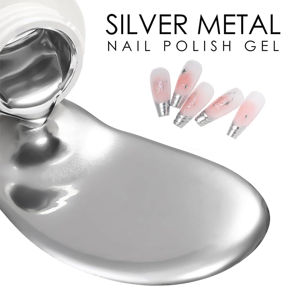 Gel de uñas de pintura metálica, esmalte de uñas de gel pintado plateado y dorado, esmalte de uñas de espejo 3D gel de pintura de metal para uñas,