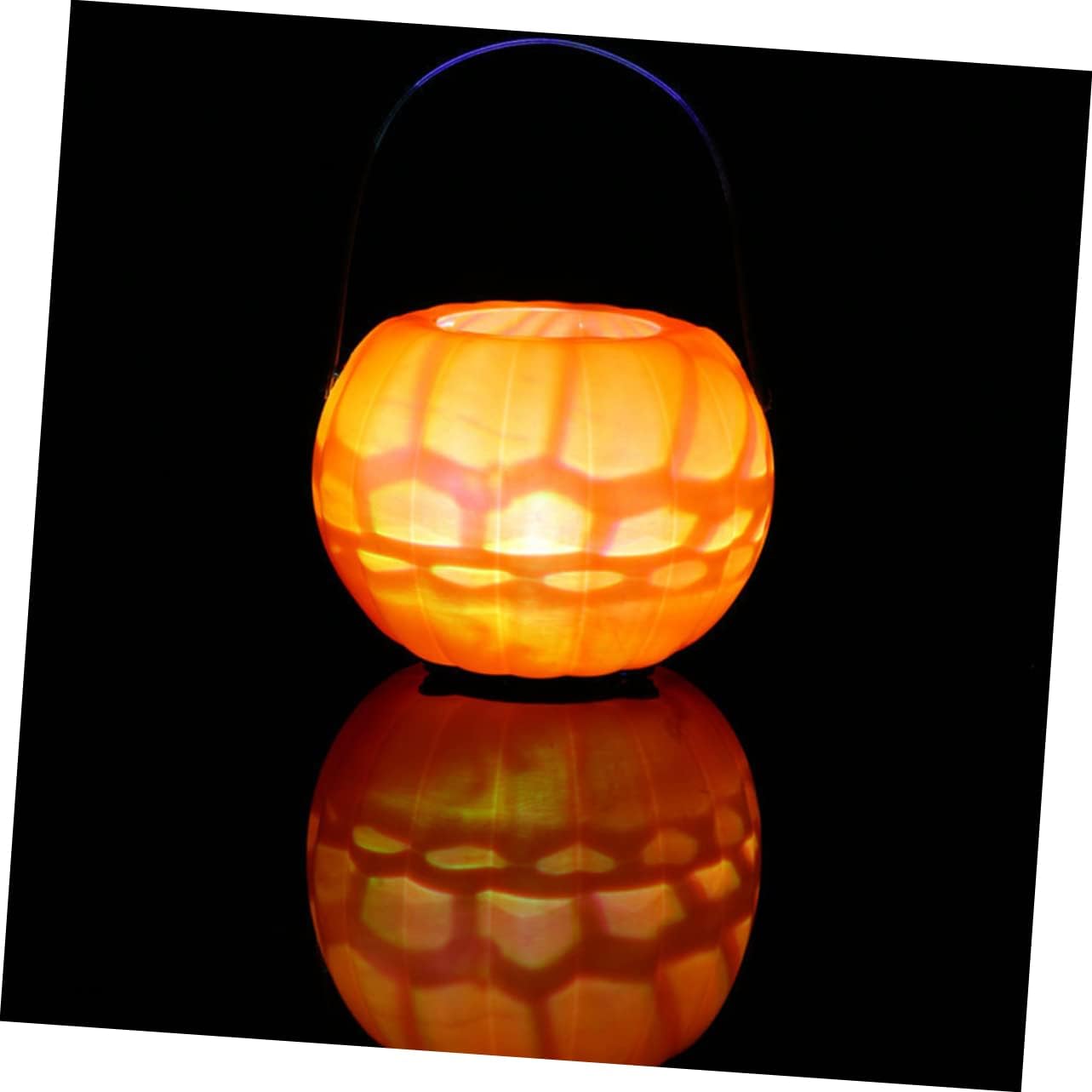 IMIKEYA Faroles de caramelo para niños, faroles LED decorativos, mini farol de calabaza, cubo de calabaza, cesta de dulces de Halloween, farol de