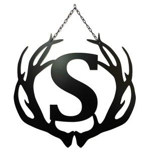 PK Decor Personalized ACM Metal Sign Deer Antler Decorations for Rustic Home Wall Decor, Customizable Last Name Initial Monogram Sign, Buck Antler PK Decor Personalized ACM Metal Sign Deer Antler Decorations for Rustic Home Wall Decor, Customizable Last Name Initial Monogram Sign, Buck Antler