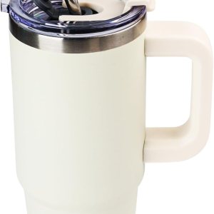 AQUAPHILE Vaso aislado de 30 onzas con asa, taza de viaje de acero inoxidable con tapa y pajita, vaso de café portátil de doble pared a prueba de AQUAPHILE Vaso aislado de 30 onzas con asa, taza de viaje de acero inoxidable con tapa y pajita, vaso de café portátil de doble pared a prueba de