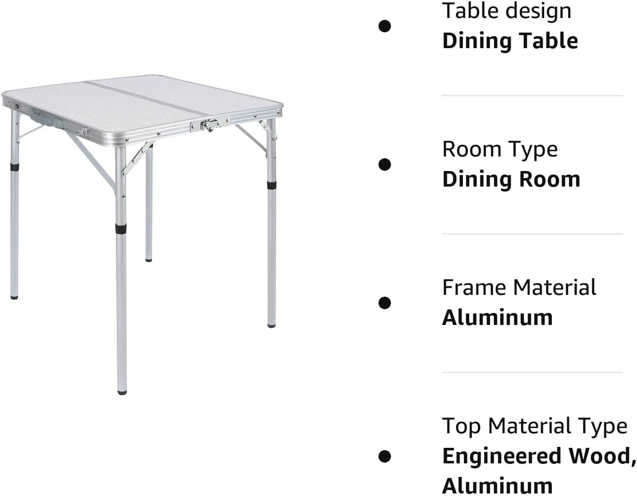 REDCAMP Mesa plegable cuadrada pequeña de 2 pies, mesa de campamento portátil de aluminio de altura ajustable ligera para picnic, playa, al aire