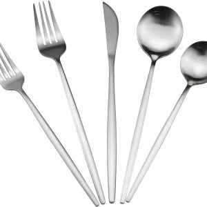 Juego de cubiertos mate moderno de 60 piezas, acero inoxidable 304, elegantes utensilios de cocina para 12, incluye cuchillos, cucharas y tenedores, Juego de cubiertos mate moderno de 60 piezas, acero inoxidable 304, elegantes utensilios de cocina para 12, incluye cuchillos, cucharas y tenedores,