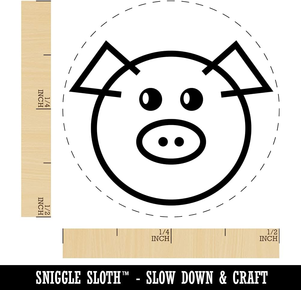 Sello de goma autoentintado con cara de cerdo lindo para estampar tinta, planificadores de manualidades, mini de 12 pulgada, tinta rosa