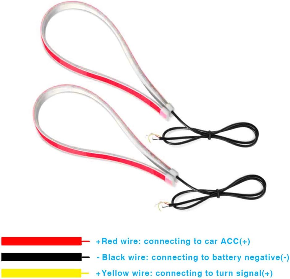 Tira de luz LED para faros delanteros, de 17.7 pulgadas, flexible, para automóvil, de doble color, blanco y ámbar, luz de circulación diurna,