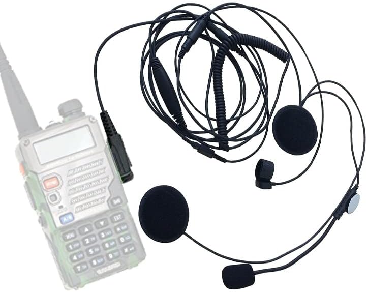 BAOFENG Kit de casco de 2 pines de cara completa para motocicleta, micrófono Ken WoodWOU XunPu XingLin ton Radio bidireccional Walkie Talkie, negro