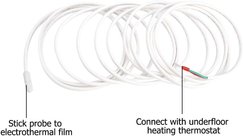 Milltrip Sonda del sensor del termóstato de la calefacción por suelo radiante, cable de sonda del sensor del sensor de temperatura del piso del