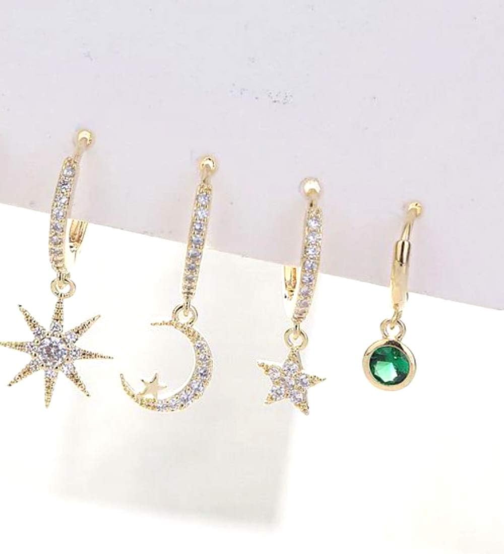 Adabele SS90-2 – 4 ganchos redondos para aretes de plata de ley con circonita cúbica de 0.630 in (0.63 pulgadas) con diamantes sintéticos,