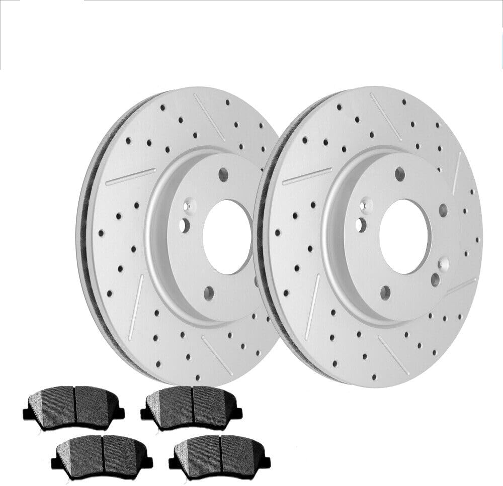 Rotores perforados delanteros + pastillas de freno para Hyundai Elantra Kia Forte Koup-Premium rotores perforados y ranurados, mecánico certificado