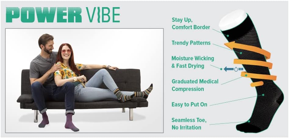 Juzo Power Vibe – Calcetines de compresión prémium para hombres y mujeres, 15-20 mmHg