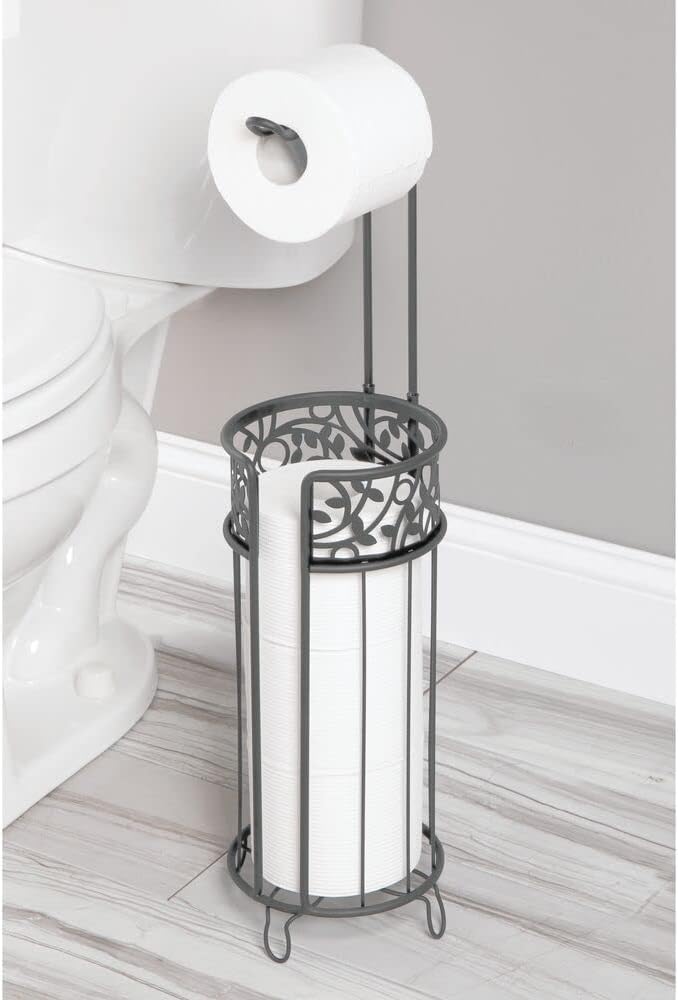mDesign Soporte de rollo de papel higiénico de acero, organizador y dispensador para baño y organización del hogar, capacidad para 3 rollos de papel