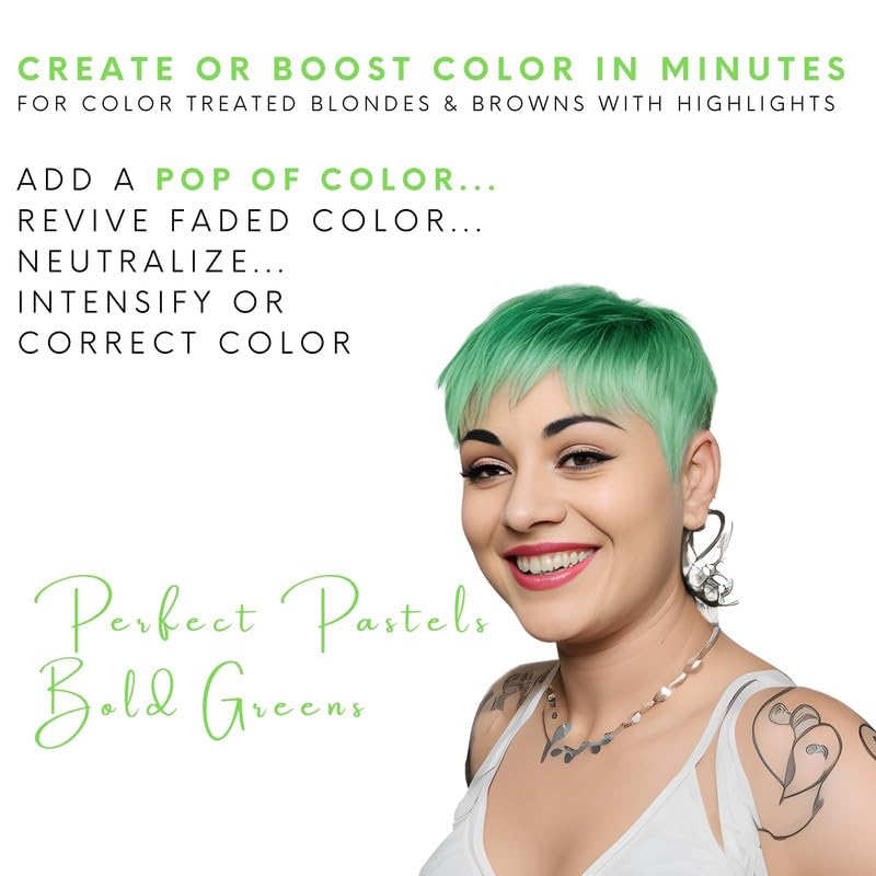 Watercolors Intense Color Depositing Champú, color de cabello semipermanente 8.5 oz – VERDE