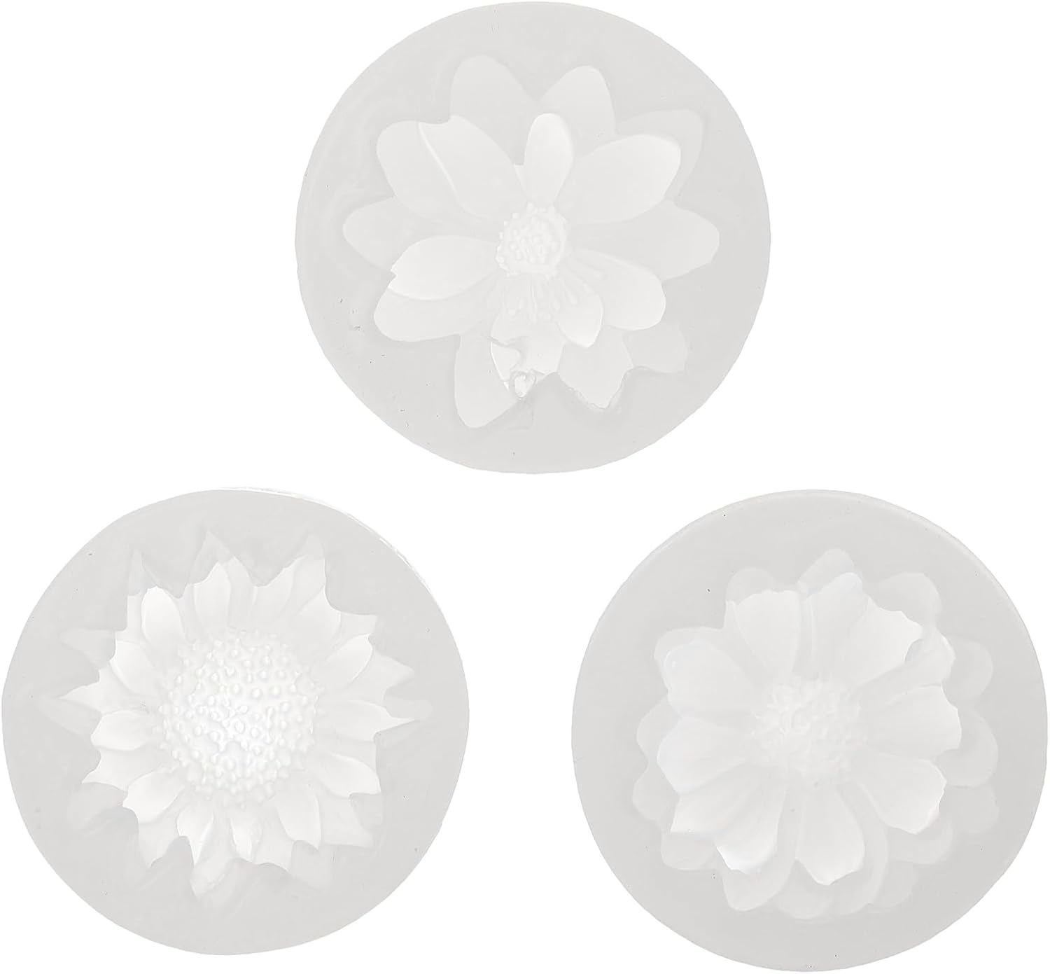 Healifty 3 moldes de silicona para flores de loto 3D, moldes de fundición de flores de loto de cristal, girasol, resina epoxi, moldes para