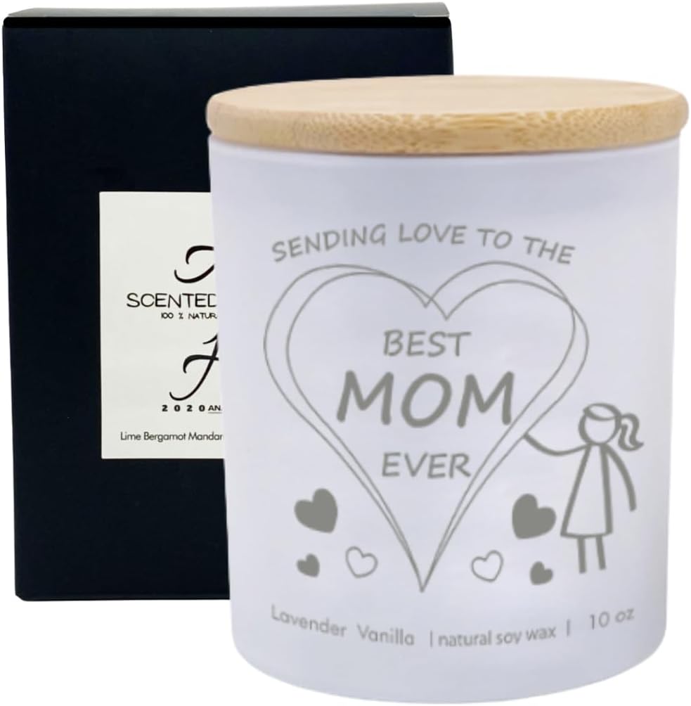 Vela blanca perfumada Best Mom Ever de hija, hijo para cumpleaños, Navidad, día de la madre, vela de 10 onzas