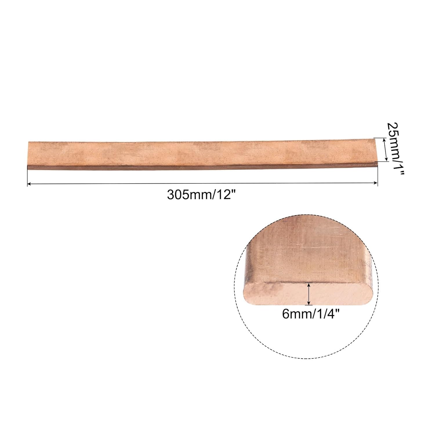 MECCANIXITY 1 barra plana de cobre de 12 x 1 pulgada, barra de cobre de 14 pulgadas de grosor para proyectos arquitectónicos de sistemas de puesta a