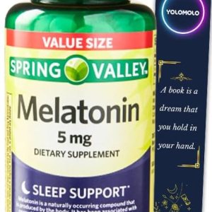 Tabletas de melatonina Spring Valley Suplemento dietético Tamaño de valor, 5 mg, 240 unidades y marcador de regalo de YOLOMOLO Tabletas de melatonina Spring Valley Suplemento dietético Tamaño de valor, 5 mg, 240 unidades y marcador de regalo de YOLOMOLO
