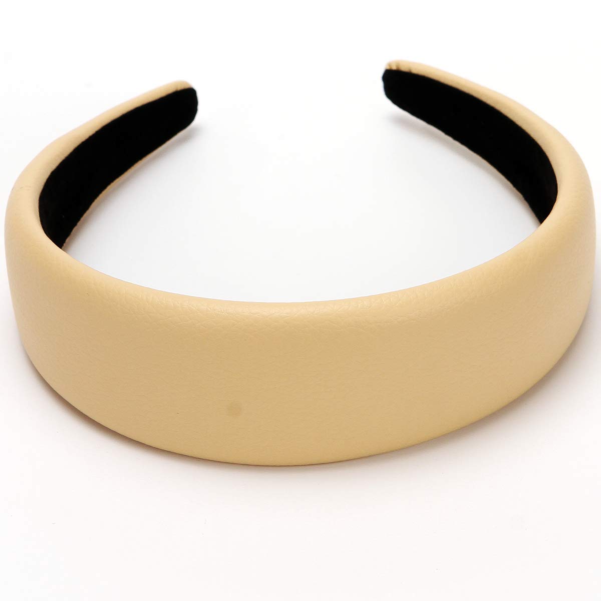 Diadema de cuero duro de 1.7 pulgadas, diadema ancha acolchada para mujeres (beige)