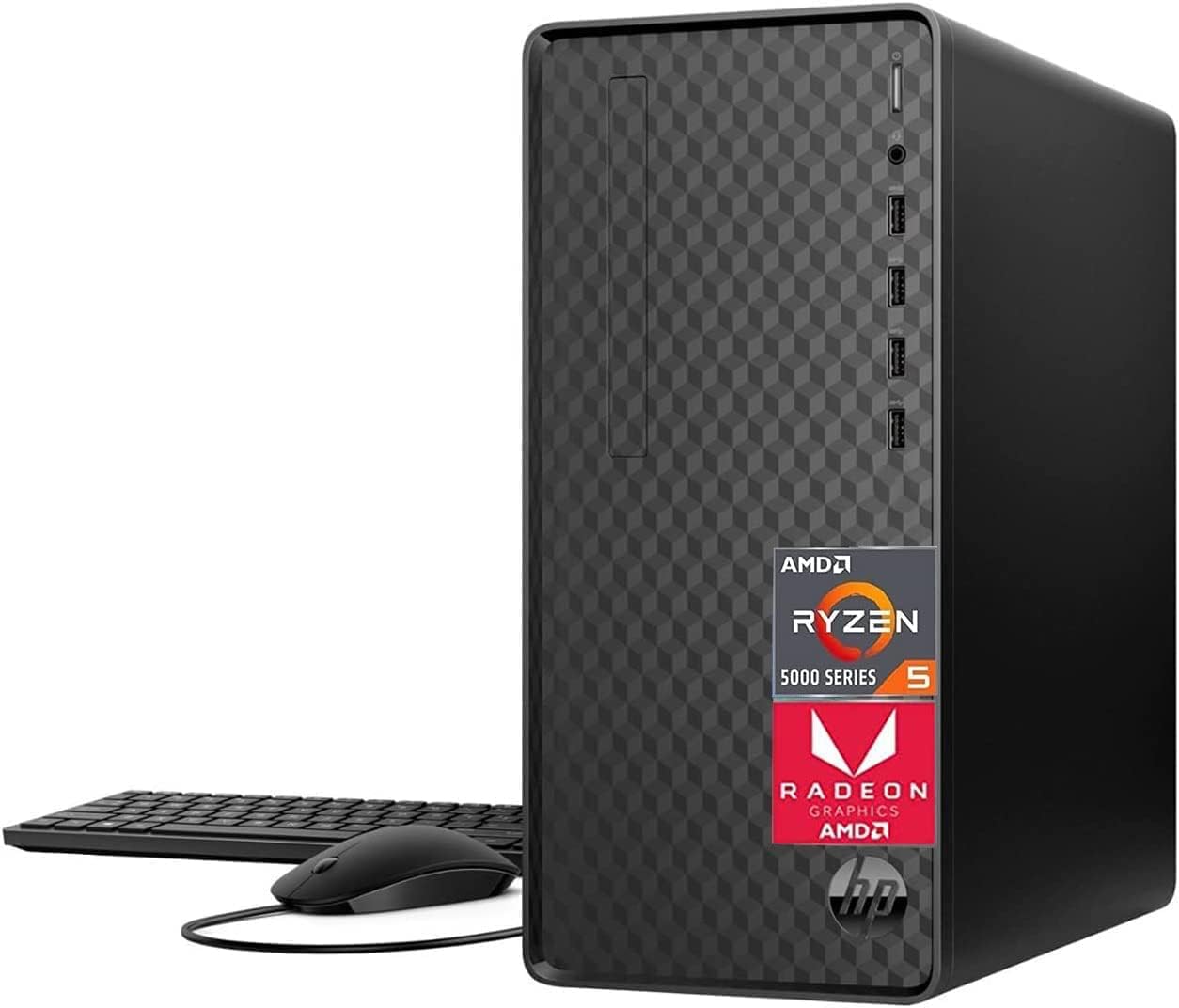 HP 2023 computadora de escritorio, procesador AMD Ryzen 5 5600G (6 núcleos), 12 GB de RAM, SSD de 512 GB, gráficos AMD Radeon, 8 puertos USB tipo A,