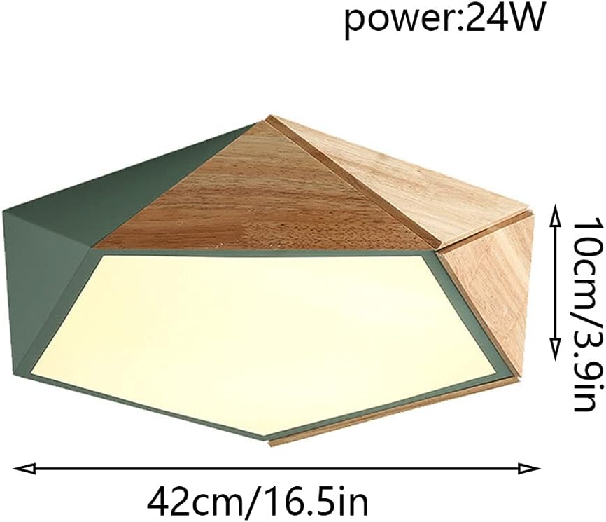 Candelabro, lámpara de techo regulable de madera LED empotrada, pantalla moderna redonda cerca del techo, lámpara de techo minimalista poligonal