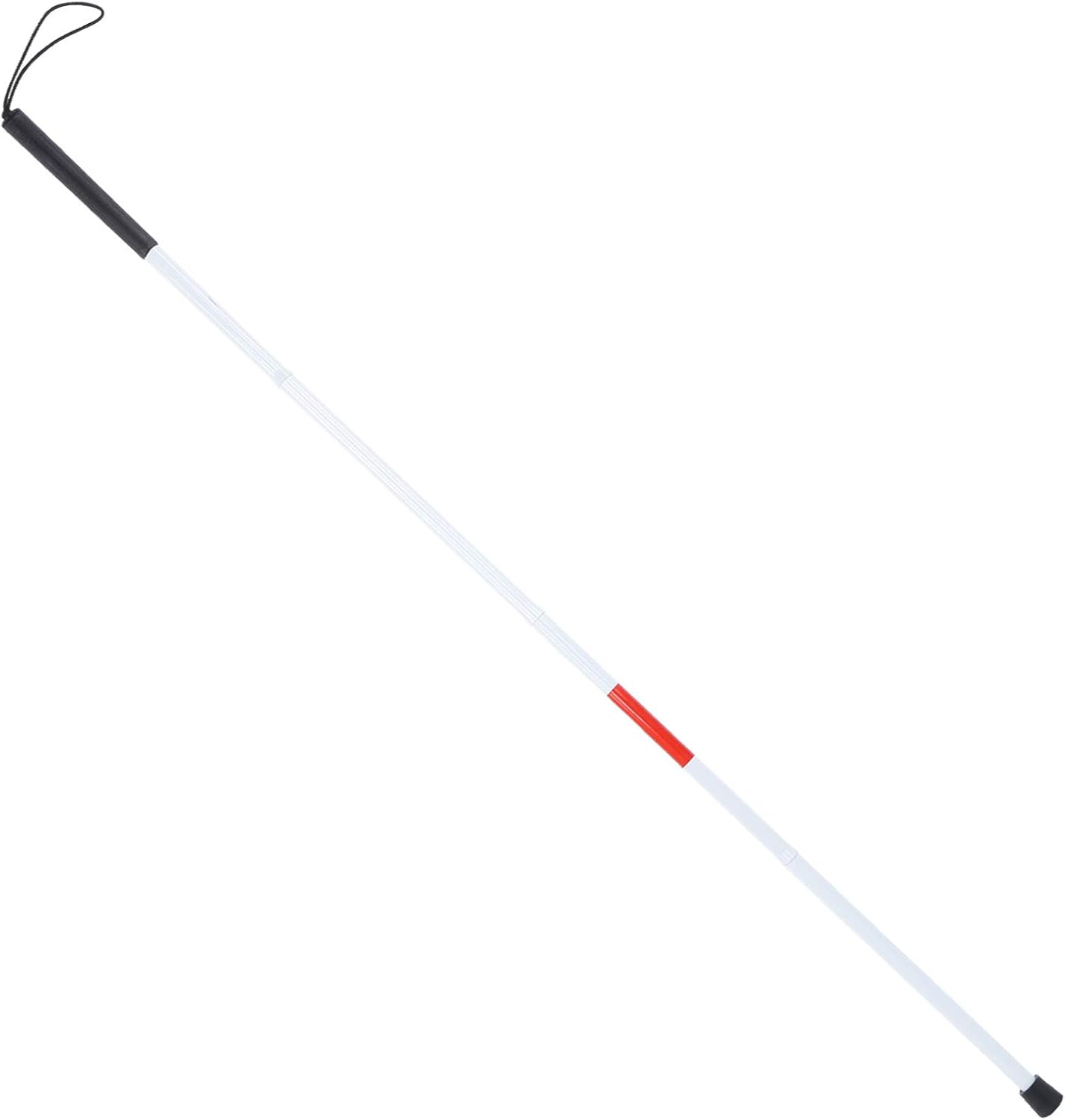 Bastón blanco para ceguera, bastones blancos para ciegos, bastón plegable reflectante blanco y rojo para personas con discapacidad visual ciega