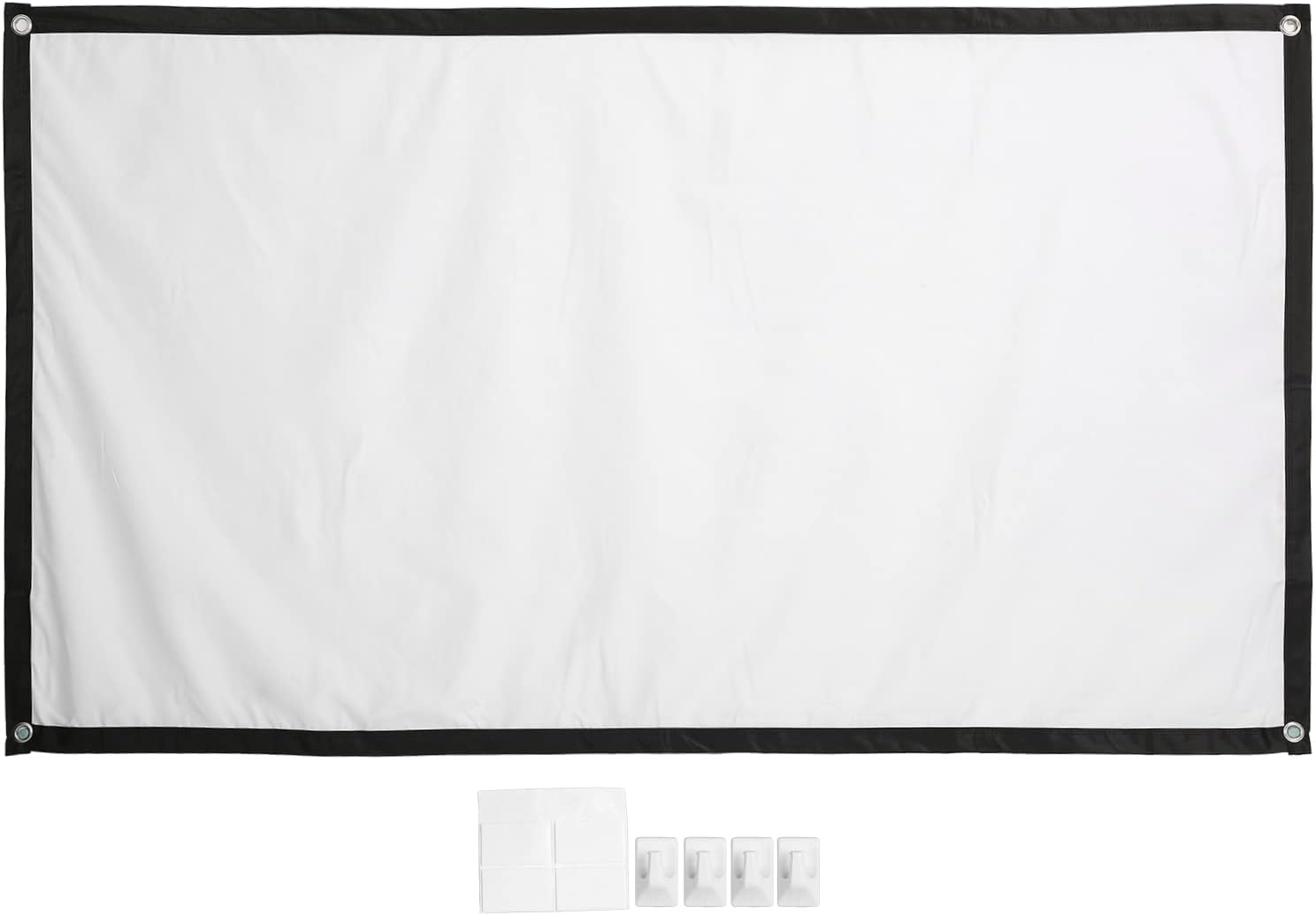 Pantalla de proyector de 60 pulgadas, portátil 169 4K HD, pantalla de proyección de video plegable para interiores y exteriores con 4 ganchos,
