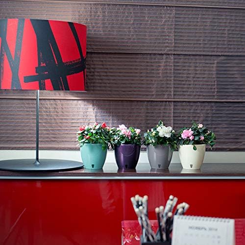 Paquete de 3 macetas de riego automático – Maceta decorativa para interiores y exteriores con cartucho de drenaje e indicador de nivel de agua (8.8