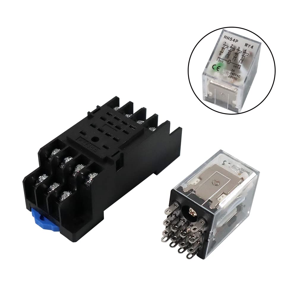 ATO DC 24V Bobina 14-Pin Relé de potencia electromagnética 4PDT 4NO 4NC HH54P MY4NJ con base de enchufe de terminal enchufable