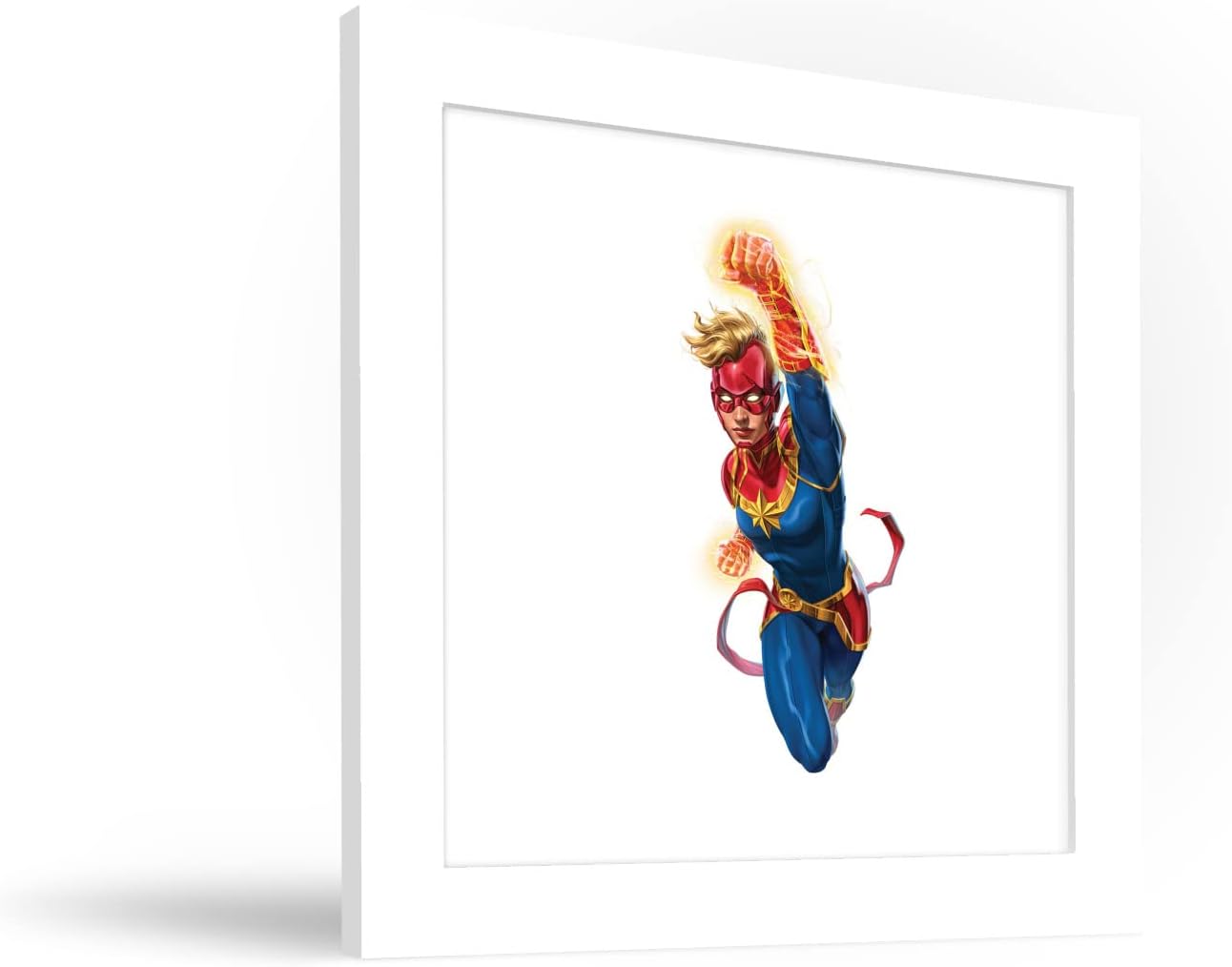 Trends International Gallery Pops Marvel Comics Avengers – Póster de pared de Capitana Marvel, 12 x 12 pulgadas, versión enmarcada en blanco