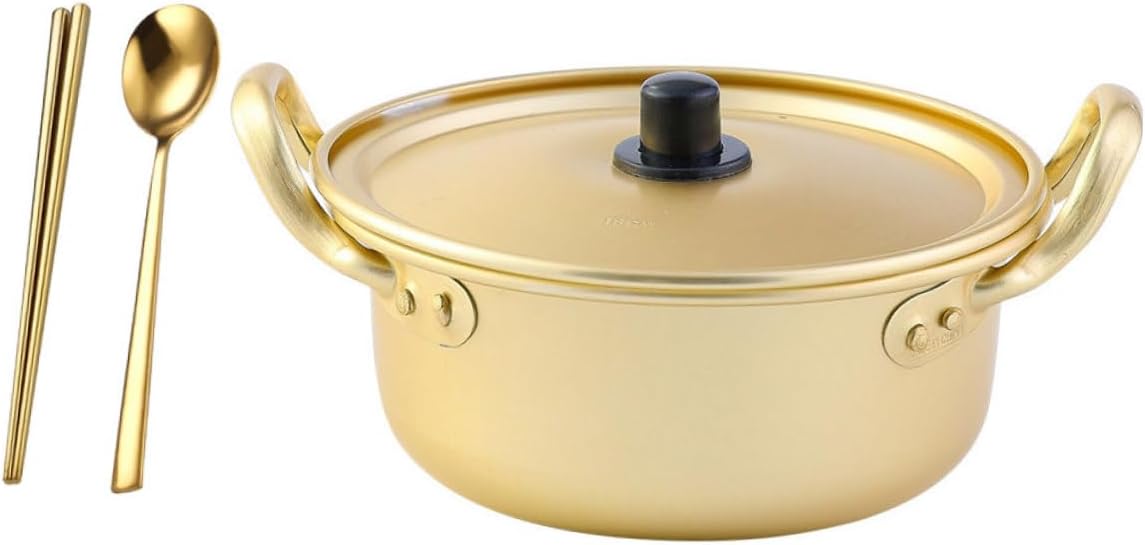 ABOOFAN Olla de fideos instantáneos para el hogar, utensilios de cocina de acero inoxidable, cuenco de fideos coreanos, ollas coreanas eléctricas